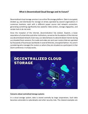 What Is Decentralized Cloud Storage And Its Future