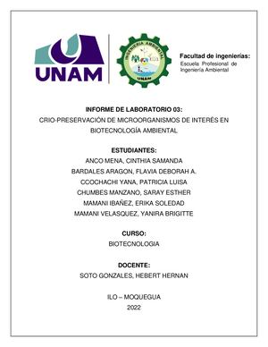 Informe 03 Crio Preservación De Microorganismos