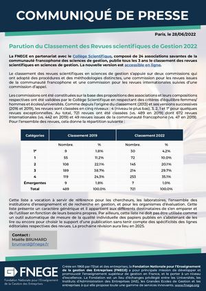 Communiqué De Presse Classement