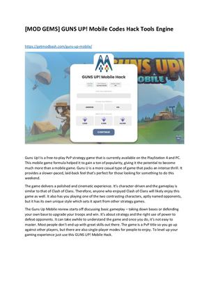 [Mod Gems] Guns Up! Mobile Codes Hack Tools Engine
