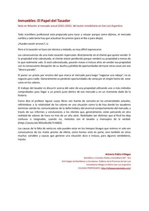 El Papel Del Tasador - VILLEGAS PROPIEDADES