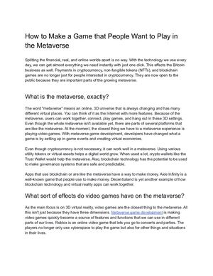 How to Make a Game that People Want to Play in the Metaverse