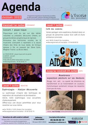 Programme de juillet de l'Escale des possibles