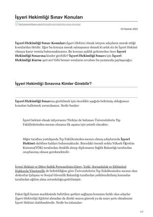 Kariyerenstitusu Com Tr-İşyeri Hekimliği Sınav Konuları.