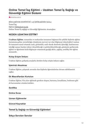 Temelisg Com Tr Online Temel İsg Eğitimi  Uzaktan Temel İş Sağlığı Ve Güvenliği Eğitimi Sistemi