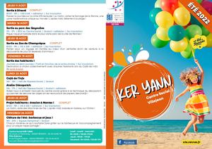 Programme éTé 2022 Centre Social Ker Yann Villejean