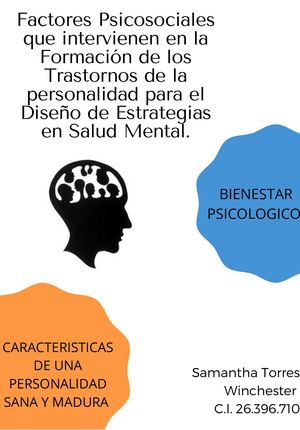 RevistaFactores Psicosociales que intervienen en la Formación de los Trastornos de la personalidad para el Diseño de Estrategias en Salud Mental.