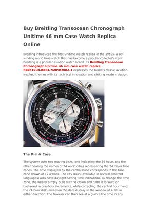 Buy Breitling Transocean Chronograph Unitime 46 Mm Case Watch Replica Online