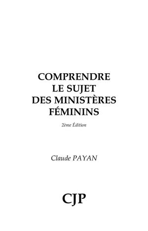 COMPRENDRE LE SUJET DES MINISTERES FEMININS 2ème-Édition