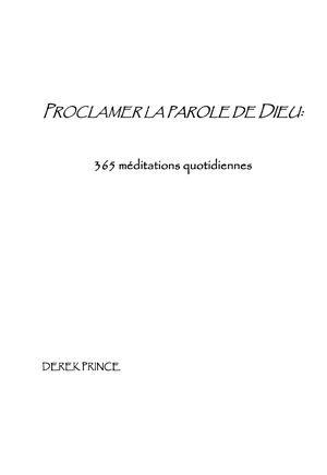 Derek Prince - Proclamer La Parole De Dieu EBOOK