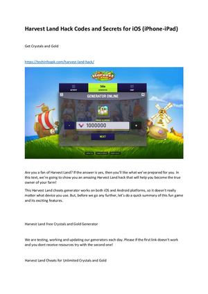 Harvest Land Hack Codes And Secrets For I Os (I Phone I Pad)
