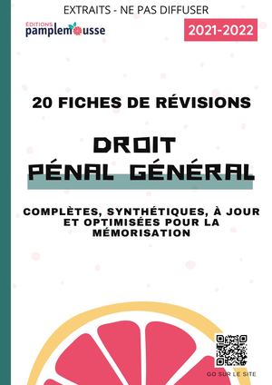 Fiches de révisions - Droit Pénal Général
