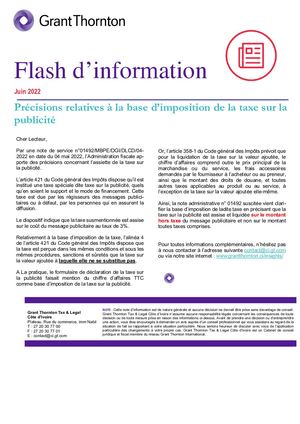 +630 Grant Thornton Tax  Legal Côte D'Ivoire _Flash D'information_ Précisions Relatives À La Base D'imposition De La Taxe Sur La Publicité_09 06 2022