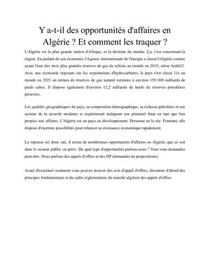 Appels D Offres En Algérie