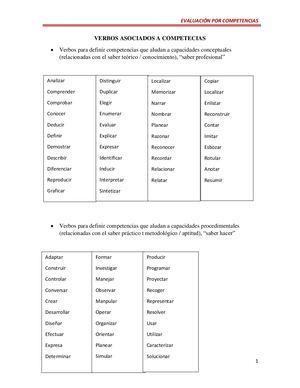 Verbos Asociados A Competencias