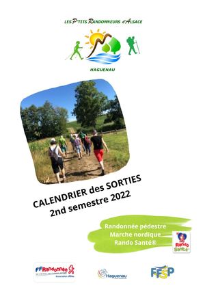 Calendrier Randos 2nd Semestre 2022