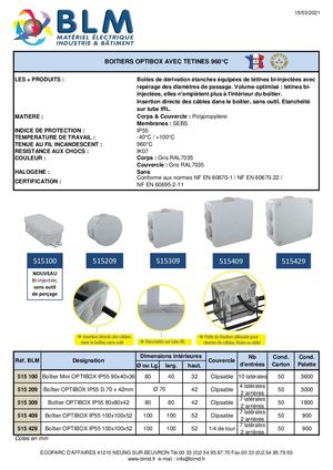 Boîtier OPTIBOX lisse IP65 1/4T. 225x175x100 BLM 525709