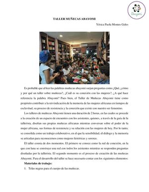 Taller Muñecas Abayomi