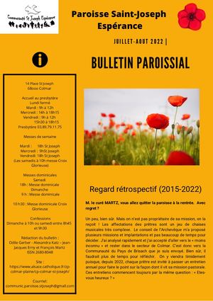 Bulletin St Joseph Juillet/Aout 2022
