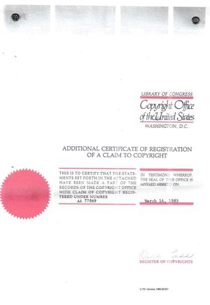 Claim Of Copyright AA 77869