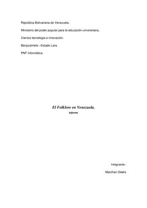 El Folklore En Venezuela Oalis Marchan