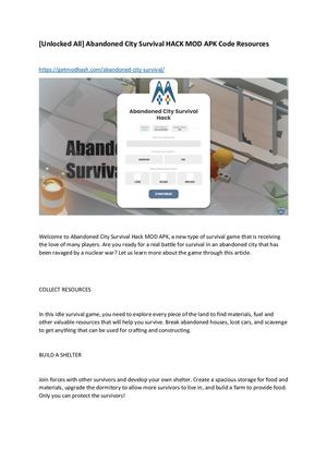 [Unlocked All] Abandoned City Survival Hack Mod Apk Code Resources
