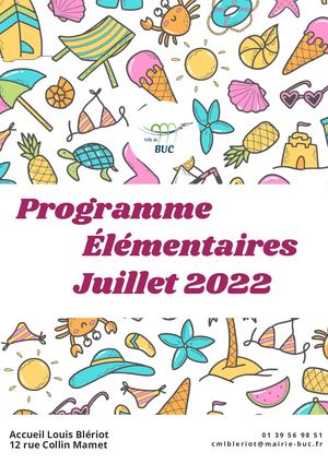 VACANCES JUILLET 2022 - ÉLÉMENTAIRES