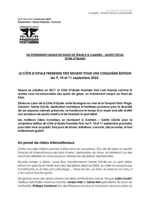 Communique De Presse 1 Côte D'opale Freerider Fest #5