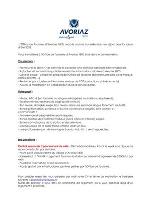 Offre d'emploi Conseiller(ère) en séjour