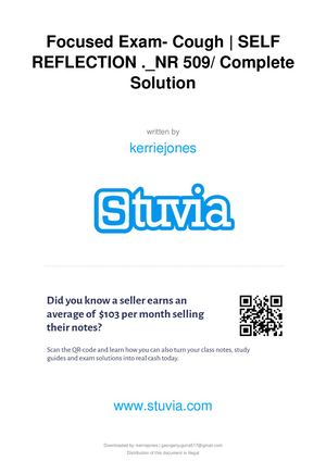 Stuvia 1806560 Focused Exam Cough Self Reflection Nr 509 Complete Solution