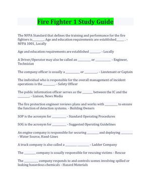 Firefighter 1 Study Guide Questions Wildland Section Questions And Anwers Rated A