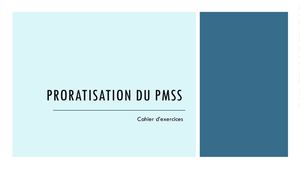 Proratisation Du Pmss Cahier D'exercices
