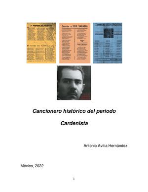 Cancionero Histórico Del Periodo Cardenista