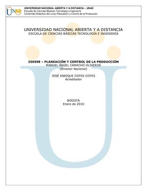 Unad Planeacion Y Control De La Produccion