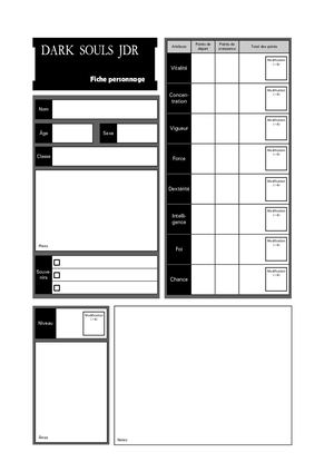 Fiche Personnages Dark Souls