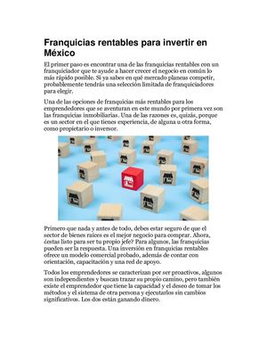 Franquicias Rentables Para Invertir En México