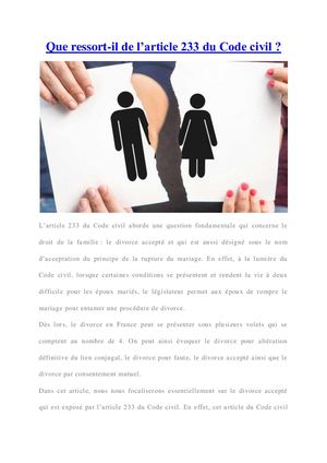 L'article 233 du code civil : de quoi s'agit-il ?