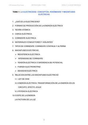 Tema 2 La Electricidad I