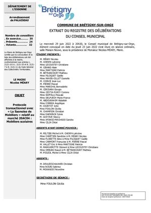 DEL 2022-076 : Protocole transactionnel avec « La Saonoise de Mobiliers » relatif au marché 20AC04 (Mobiliers scolaires)