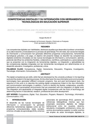 Competencias Y Su Relacion Con Herramientas