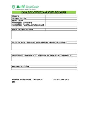 FICHA DE ENTREVISTA A PADRES DE FAMILIA