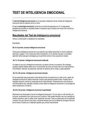 1.- TEST DE INTELIGENCIA EMOCIONAL (RESULTADOS).