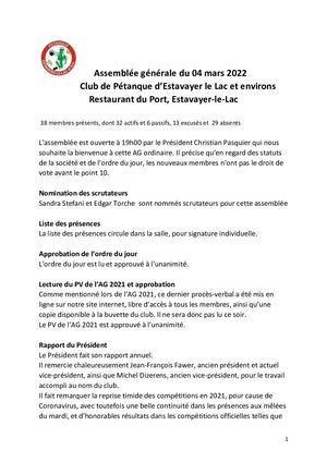 PV Assemblée générale du 4 mars 2022