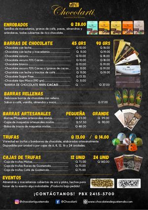 Catálogo de precios Chocolarti