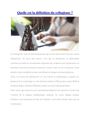 Définition du Syllogisme.