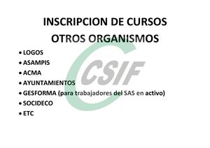 Inscripción de cursos de otros organismos