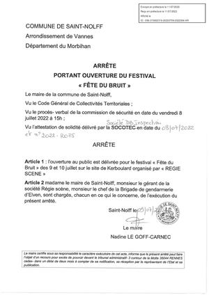 Arrêté N° 2022 004 Ouverture Festival Fëte Du Bruit 2022 Tampon