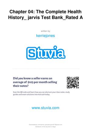 Stuvia 1802092 Chapter 04 The Complete Health History Jarvis Test Bank Rated A