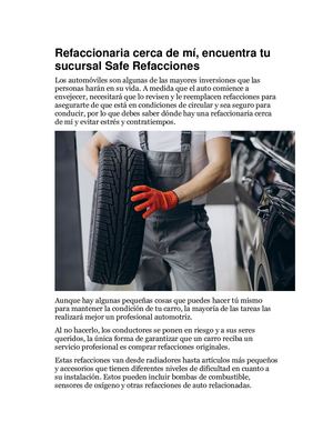 Refaccionaria Cerca De Mí, Encuentra Tu Sucursal Safe Refacciones
