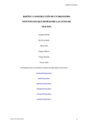 Ensayo Maquina Newtoneano Proyecto 3 Marcos Toaquiza